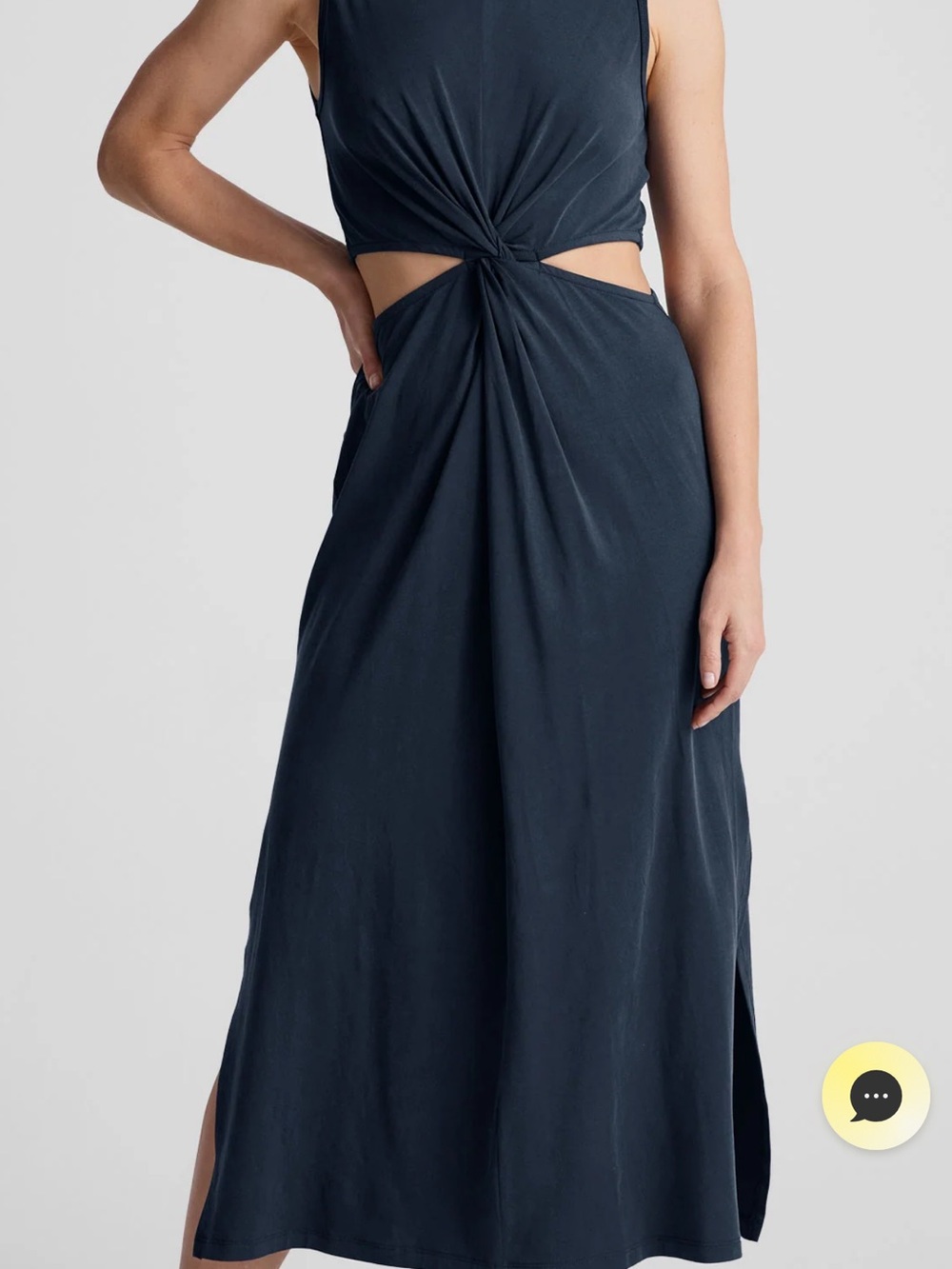 Beyond Yoga Navy Twist-Knot Cutout Maxi Dress